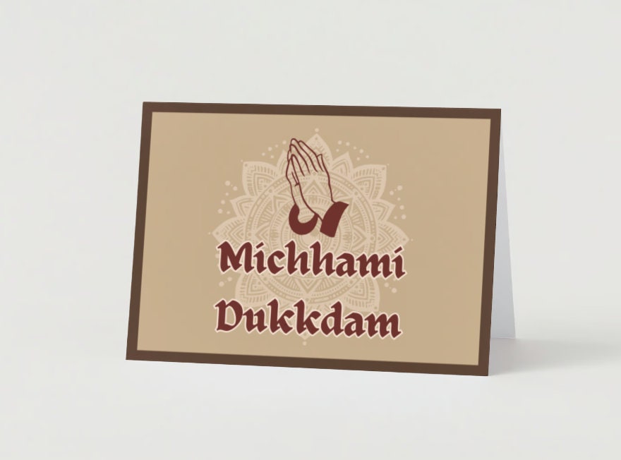 Michhami Dukkadam Jain Greeting Card in English for Paryushan Parv