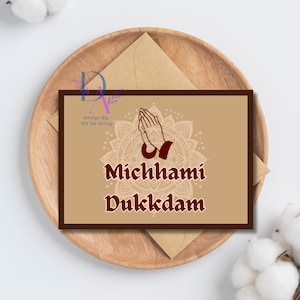 Tarjeta de felicitación Michhami Dukkadam Jain en inglés para Paryushan Parv - Descarga instantánea