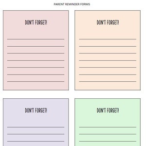Daycare Parent Reminder Slip Digital Download PDF, Daily Communication ...