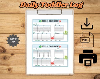 Daycare Paperwork, Babysitter Report, Childcare Log, Toddler Daily Log, Daily Report, Nanny Report, Instant PDF Download - Cute Sea Theme!