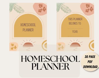 Homeschool Planner - Printable - Lesson Planner - Weekly Planner - Schedule - Attendance - Unit Study - Reading Log - Digital Download