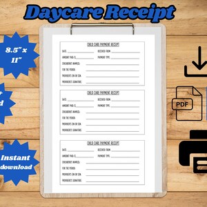 保育書類、保育フォーム、保育領収書、デジタルダウンロード PDF および Word 文書