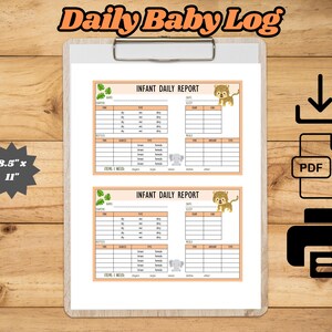 Papiers à la garderie, journal quotidien de bébé, rapport de baby-sitter, journal de garde d'enfants, rapport quotidien, rapport de nounou, téléchargement PDF instantané - thème Safari mignon !
