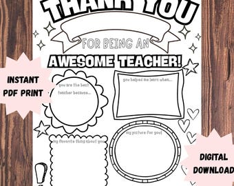 Lehrer Wertschätzung Printable Lehrer Wertschätzung Woche Geschenk Danke Lehrer Geschenke Malseiten Schule Kinder Sofortiger digitaler Download