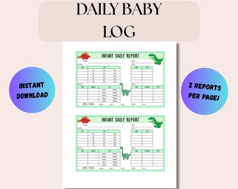 Dinosaurier Baby Tagebuch, Kita Tag (Instant PDF Download)