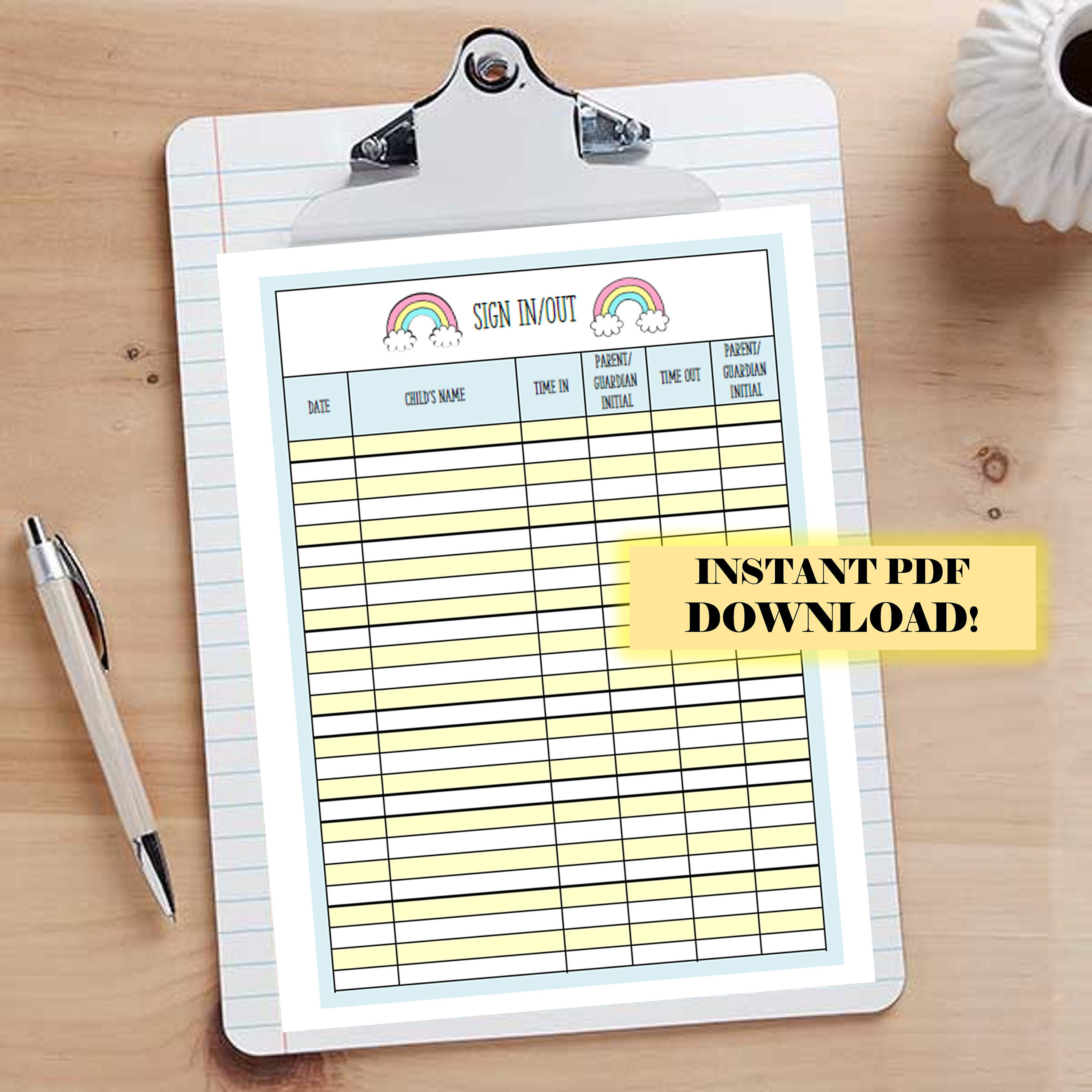 Daycare Paperwork, Daycare Forms, Childcare Sign In, Childcare Sign Out ...