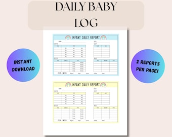 Infant Daily Report, Babysitter & Nanny Log (Instant PDF Download)