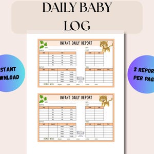 Trámites de guardería, registro diario del bebé, informe de niñera, registro de cuidado infantil, informe diario, informe de niñera, descarga instantánea en PDF - ¡Lindo tema Safari!