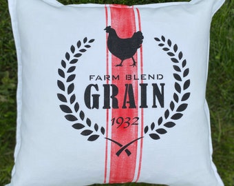 Grain Sack Pillow Cover, Farmhouse Pillow, 20x20 inches, Grainsack Pillow, Rustic Chic Pillow, Country Chic Home Décor, Cotton Pillow Cover
