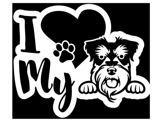 I Love My Schnauzer Dog Rescue Adopt Car Window Decal Sticker Pet Animal 