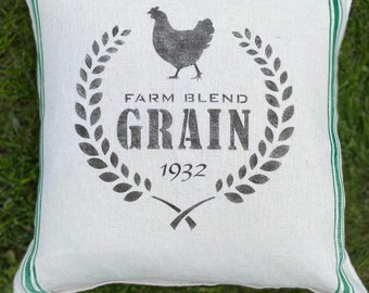 Grain Sack Pillow Cover, Farmhouse Pillow, 20x20 inches, Grainsack Pillow, Rustic Chic Pillow, Country Chic Home Décor, Ramie Pillow Cover