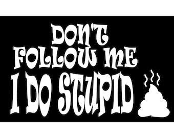 Don't follow me I do stupid car decal, Funny car decal, Funny car sticker, Funny bumper sticker, vinyl car decal, Funny gift