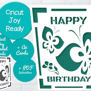 Tarjeta de cumpleaños Cricut Joy Butterfly con SVG emergente opcional / Descarga instantánea de archivos / Cricut Joy Ready / Tamaño de tarjeta estándar + Tamaño métrico A6 incluido