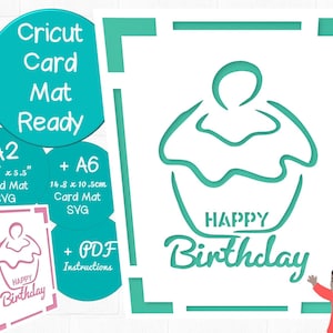 Cupcake svg para Cricut/Cricut Joy Card Mat Descarga digital/ Cricut Joy Card svg hazaña. Pastel de cumpleaños svg / Perfecto para tarjetas de inserción R20 / A2