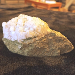 Clear Quartz Cluster on Basalt Host Rock - Natural Crystal Specimen- origin, U.P. of Michigan