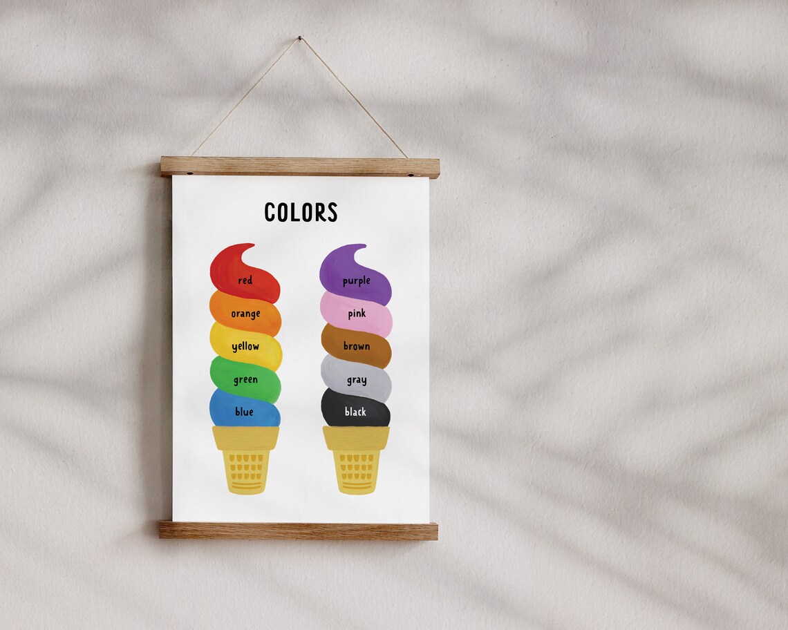 Colors Print, Printable Colors Wall Art, Educational Poster, Nursery ...