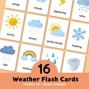 Cartes météo - Activité météo imprimable pour enfants - Cartes météo Montessori en 3 parties - École maternelle à domicile pour tout-petits - Téléchargement instantané
