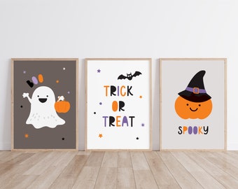 Halloween Decor Wall Art - Halloween Welcome Sign Printable - Kids Halloween Party Decorations -Cute Trick Or Treat Sign - Instant download