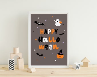 Halloween Decor Wall Art - Halloween Welcome Sign Printable - Kids Halloween Party Decorations - Cute Trick Or Treat Sign - Instant Download