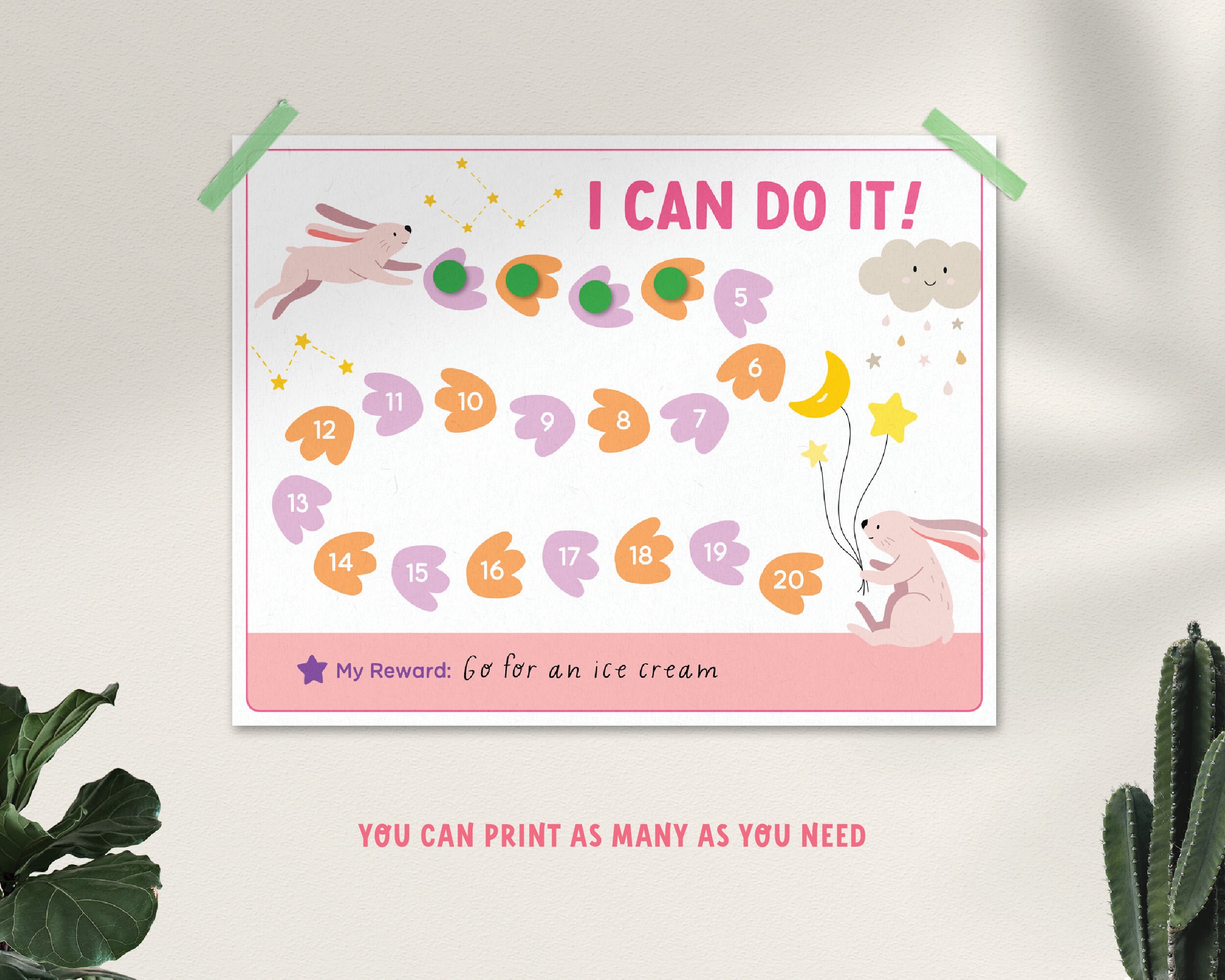 Reward Chart for Kids - Printable Bunny Rewards Chart - Potty Chart ...