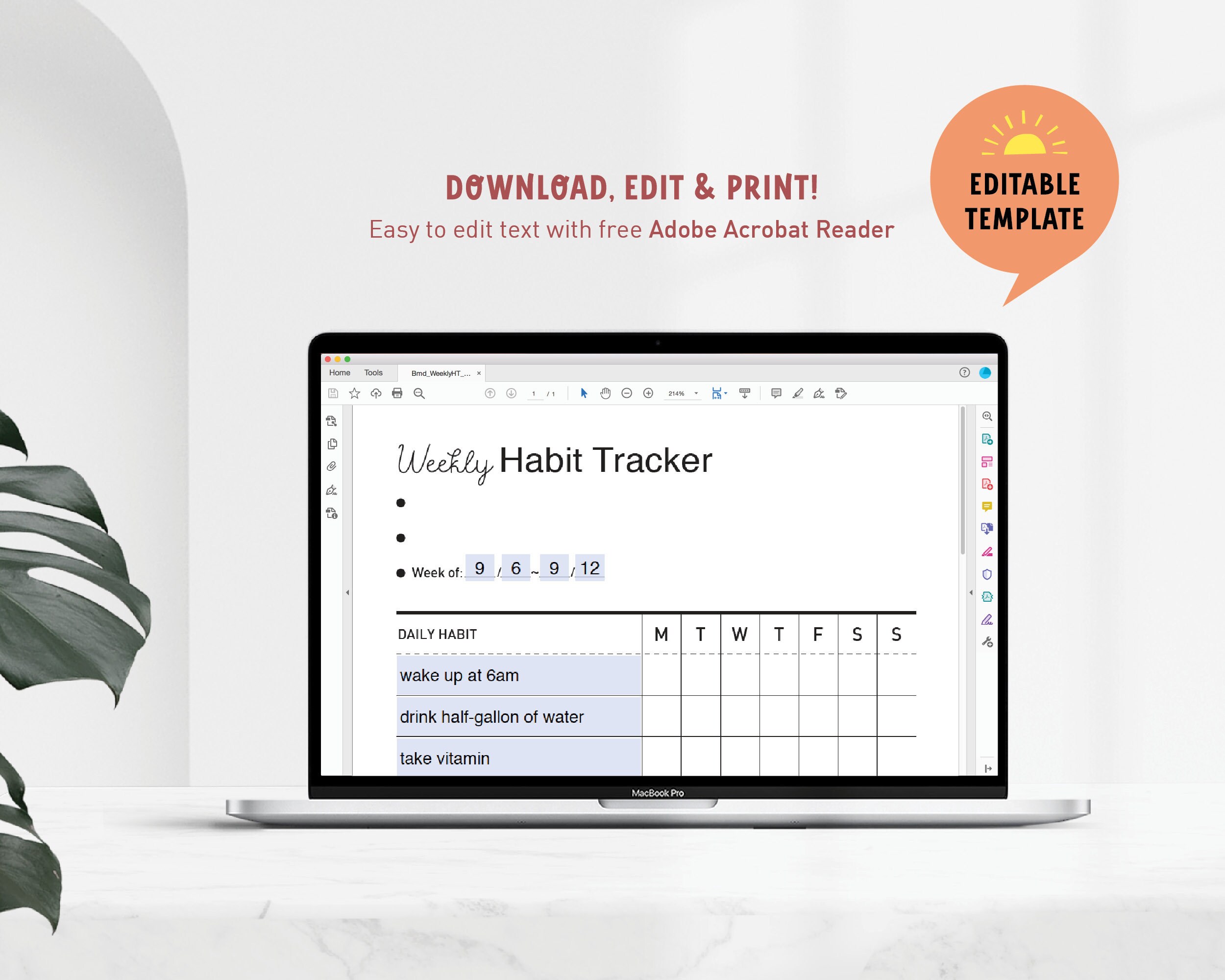 Weekly Habit Tracker - Printable Goal Tracker - Simple Habit Planner ...