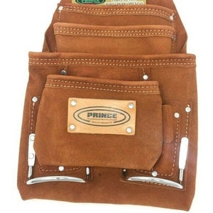 Heavy Duty Leather Tool and Nail Pouch Double Stitched NEW Carpenter Electrician