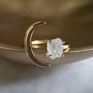 Moonstone Crescent Moon Ring