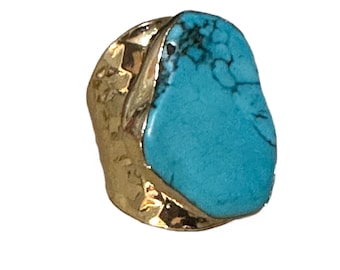 Turquoise Howlite Slab Ring