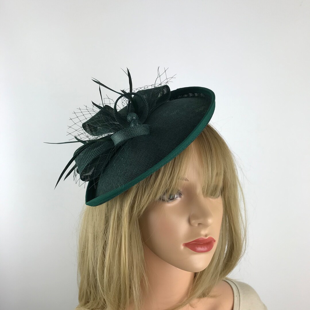 Dark Green Fascinator on Headband and Clip Races Wedding Etsy UK