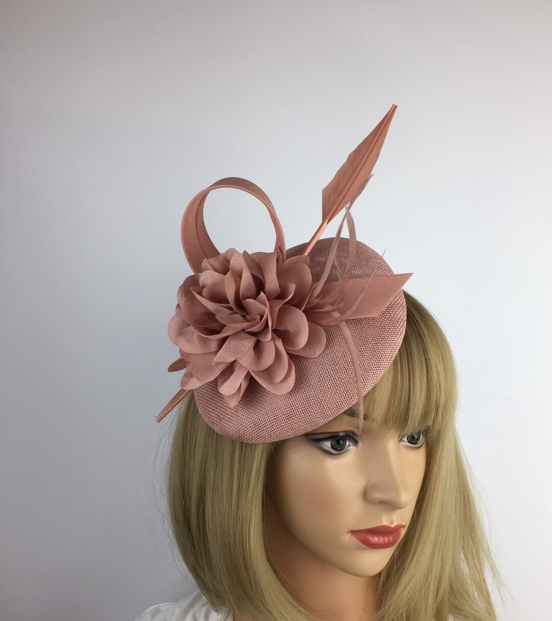 Blush Pink Fascinator on Clip Dusty Pink Fascinator Wedding Etsy UK