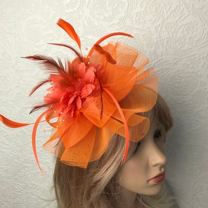 Orange Fascinator Tangerine Fascinator Wedding Bridesmaid Ascot Races Special Occasion