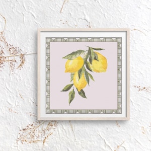 Cross Stitch Pattern Fruit, Lemon Counted Cross Stitch Pattern, PDF File Instant Download, Fruit Embroidery, Cross Stitch