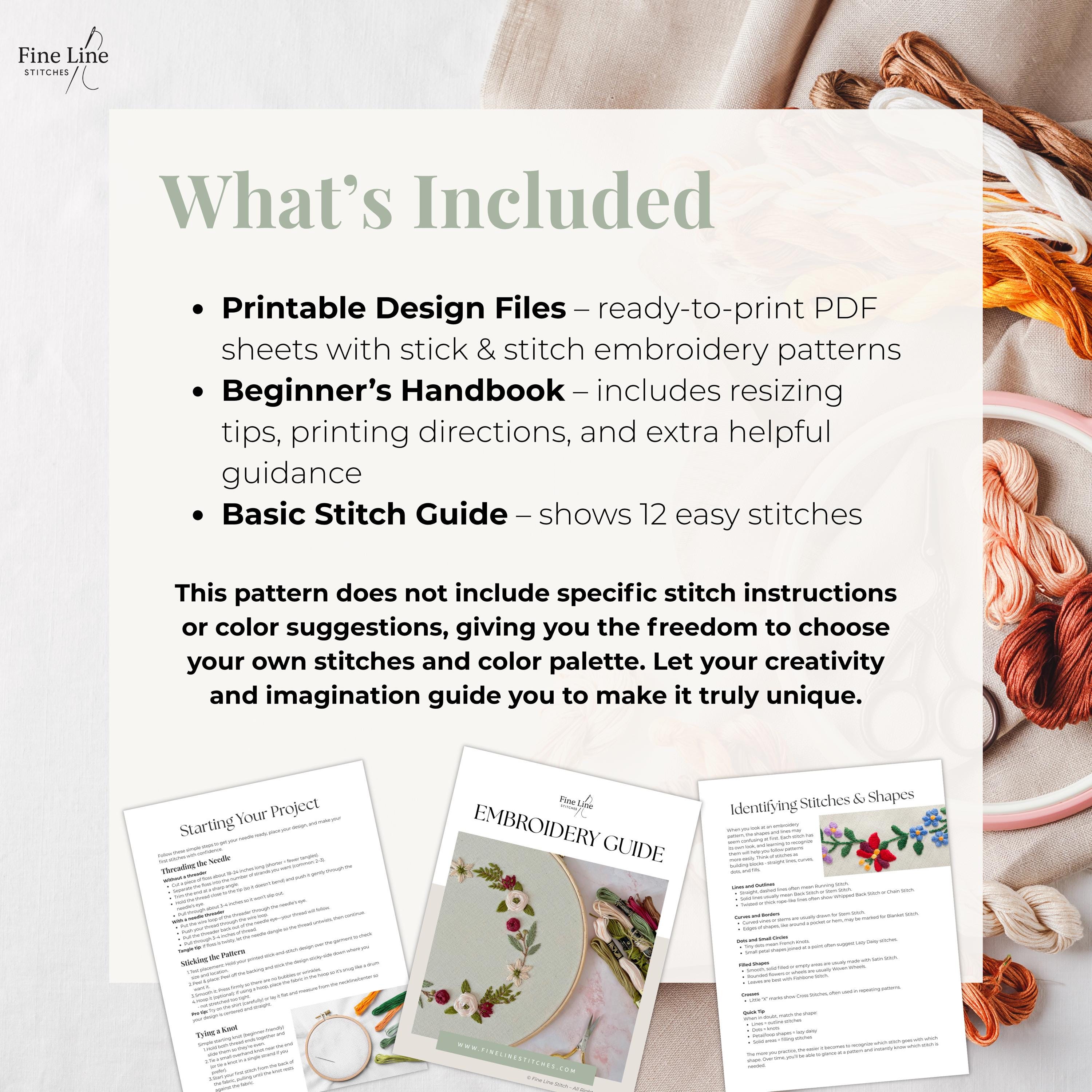 Book Stick and Stitch PDF Template, Printable Hand Embroidery Patterns ...