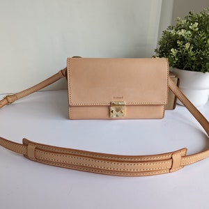 ansmund No.4, handstitched leather bag, handmade leather bag, cross body leather bag, natural color leather bag, vegetable tanned bag. image 1