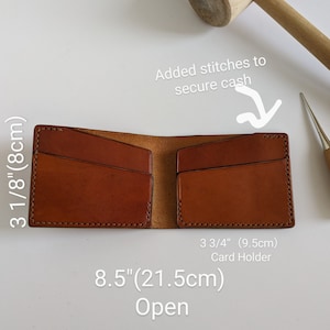 No.5-1, bifold wallet, tanned color, handcrafted, vegetable tanned leather, ansmund
