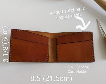 ansmund No.5, leather bifold wallet, handmade leather wallet, handstitched leather wallet, gift, vegetable tanned leather wallet.