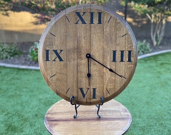 Wine Barrel Roman Numeral Wall Clock, Country Rustic Round Hanging Wall Clock, Modern Farmhouse Home Decor, Clock, Wine Lover Gift