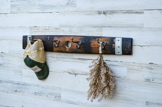 Whiskey Stave Hat Rack Wooden Scarf Holder Bunghole Coat Rack Wood Towel Rack Wood Hat Rack Wood Tote Bag Rack Rustic Farmhouse Decor Etsy