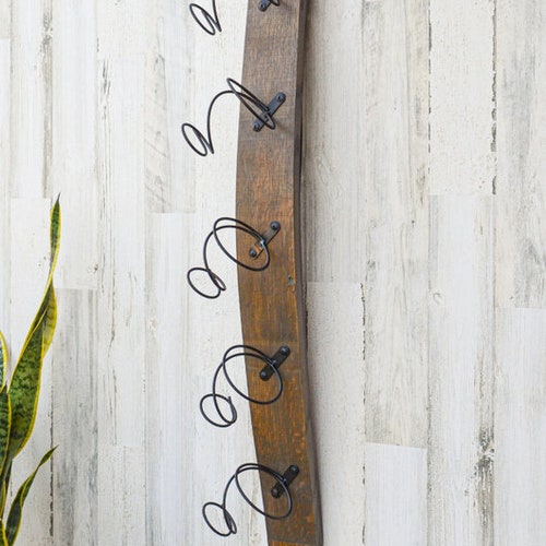 Wine Barrel Stave Wine Rack, Oak Wine shops Rack, Hanging Wine Rack, Wine Lover Gift, Wine Cellar Decor, Rustic Bottle Rack, Wine Barrel Stave