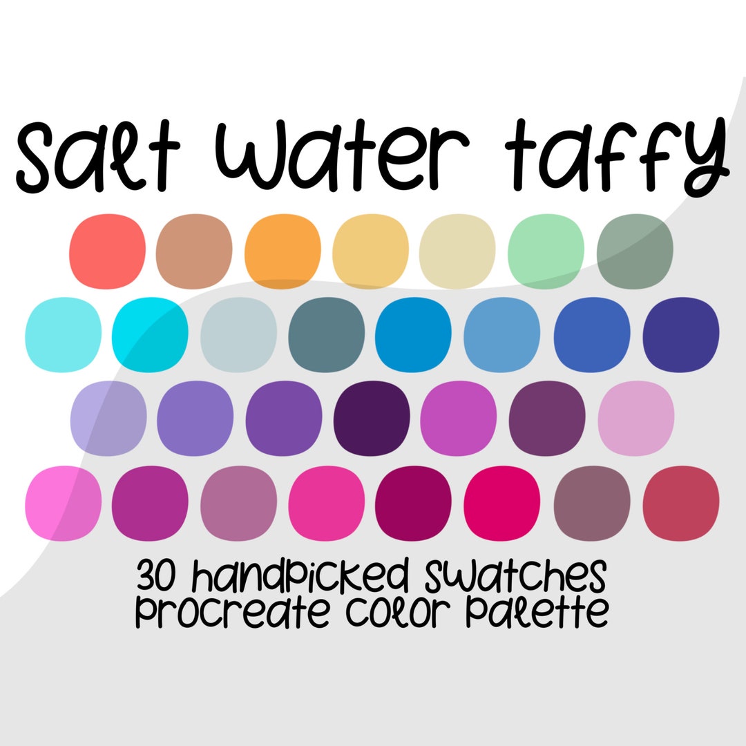 Salt Water Taffy Procreate Color Palette, Sweet Candy Color Swatches
