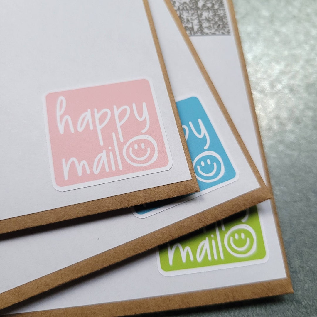 70 Custom Happy Mail Small Business Stickers, Cute Envelope Sticker, Custom Colored Matte