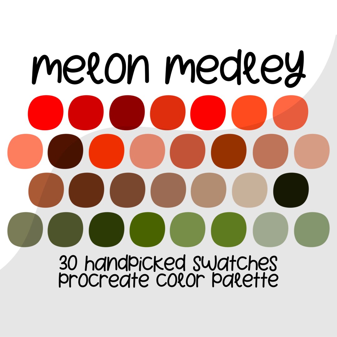 Melon Medley Procreate Color Palette, Summertime Watermelon Color