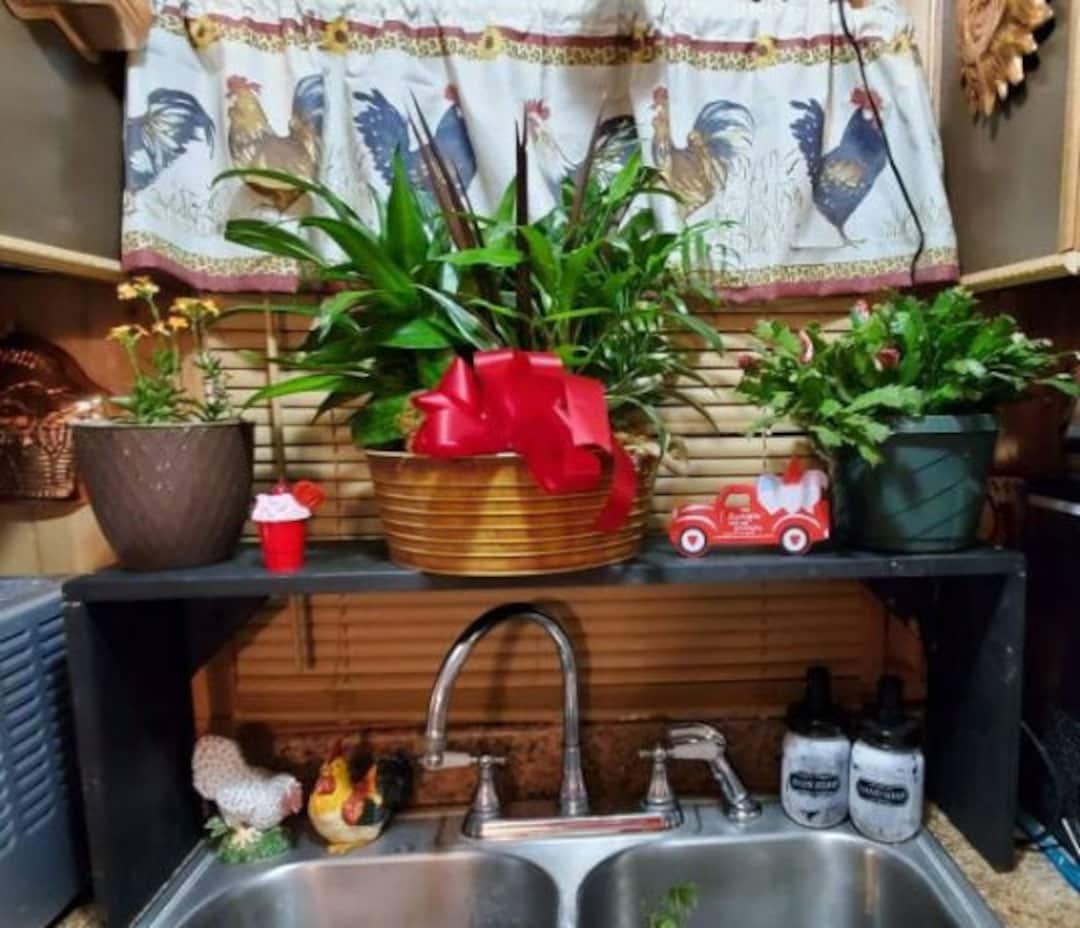 7.5 Wide sink Shelf Wood Shelf Kitchen Organizer Over Sink Shelf