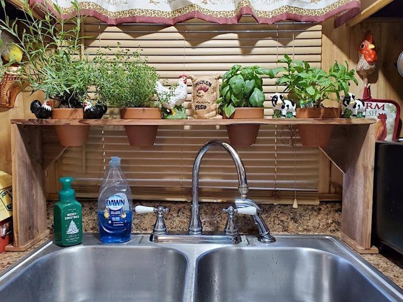 Kitchen Sink Shelf Planter | Indoor Planter | Over the Sink | Space Saver | Herb Garden | Housewarming Gift | Christmas Gift | Indoor Garden image 1