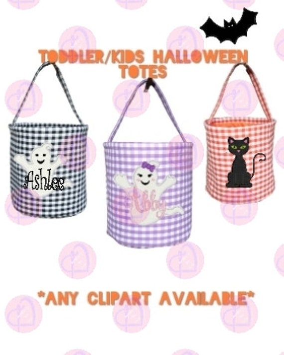 Halloween Basket Halloween Personalized Basket Gingham Halloween Bucket Gingham Halloween Tote Trick Or Treat Bag Personalized Halloween Bag