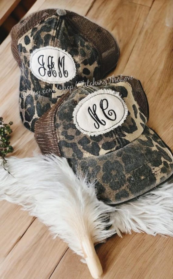 Patch Monogram Trucker Hat|leopard Trucker Hat|personalized  display picture 3