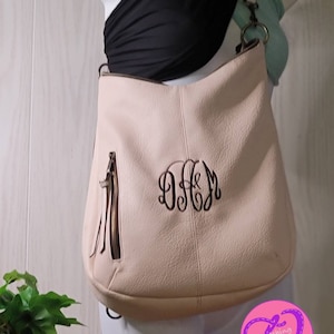 Monogram Hobo Crossbody| Monogram Shoulder Bag| Personalized Purse| Gift for her| Embroidered Monogram Purse| Sythetic Leather Purse|Handbag