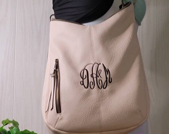 Monogram Hobo Crossbody| Monogram Shoulder Bag| Personalized Purse| Gift for her| Embroidered Monogram Purse| Sythetic Leather Purse|Handbag