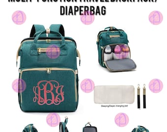 Monogrammed Diaper Bag Backpack|Expandable Changing Table Backpack|Multi Function Baby Bag|Baby Diaper Bag|Baby Shower Gift|Baby Backpack