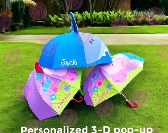 Kids Personalized Umbrella|Toddler Embroidered Umbrella|Pop Up umbrella|3D Design|Kid Friendly Umbrella|Umbrella For Kids|Gifts for kids|Kid